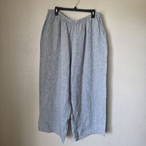 Flax Linen Pull On Pants Size 2G Green
